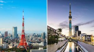 Tokyo Tower and Skytree