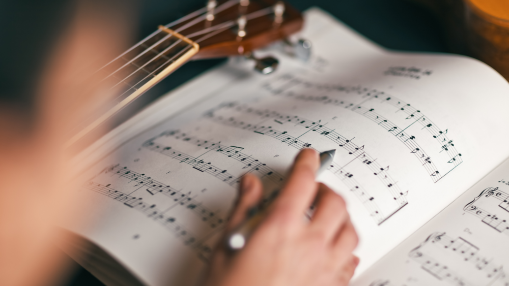 student studying music theory