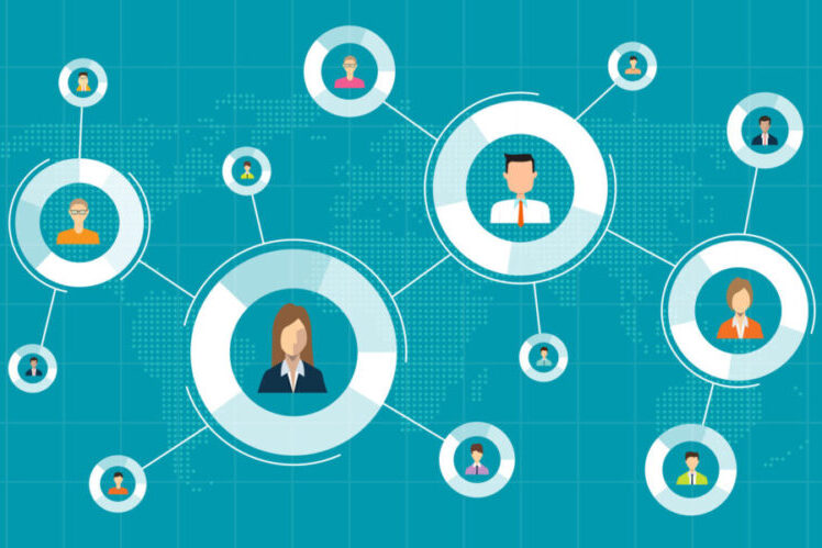 social network connection for online business background concept